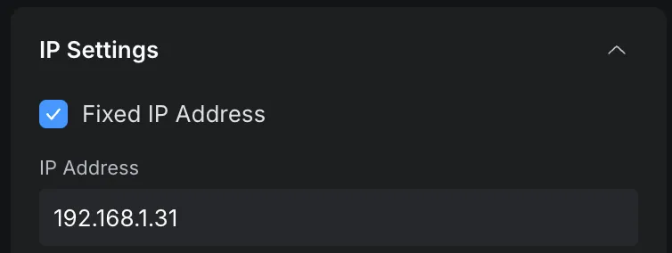 Fixed IP Address