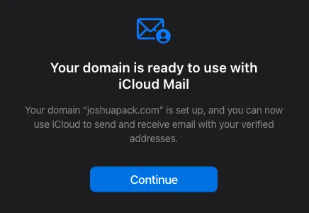 Domain verification success