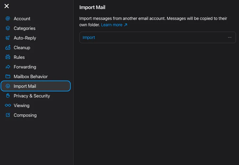 iCloud built-in import options