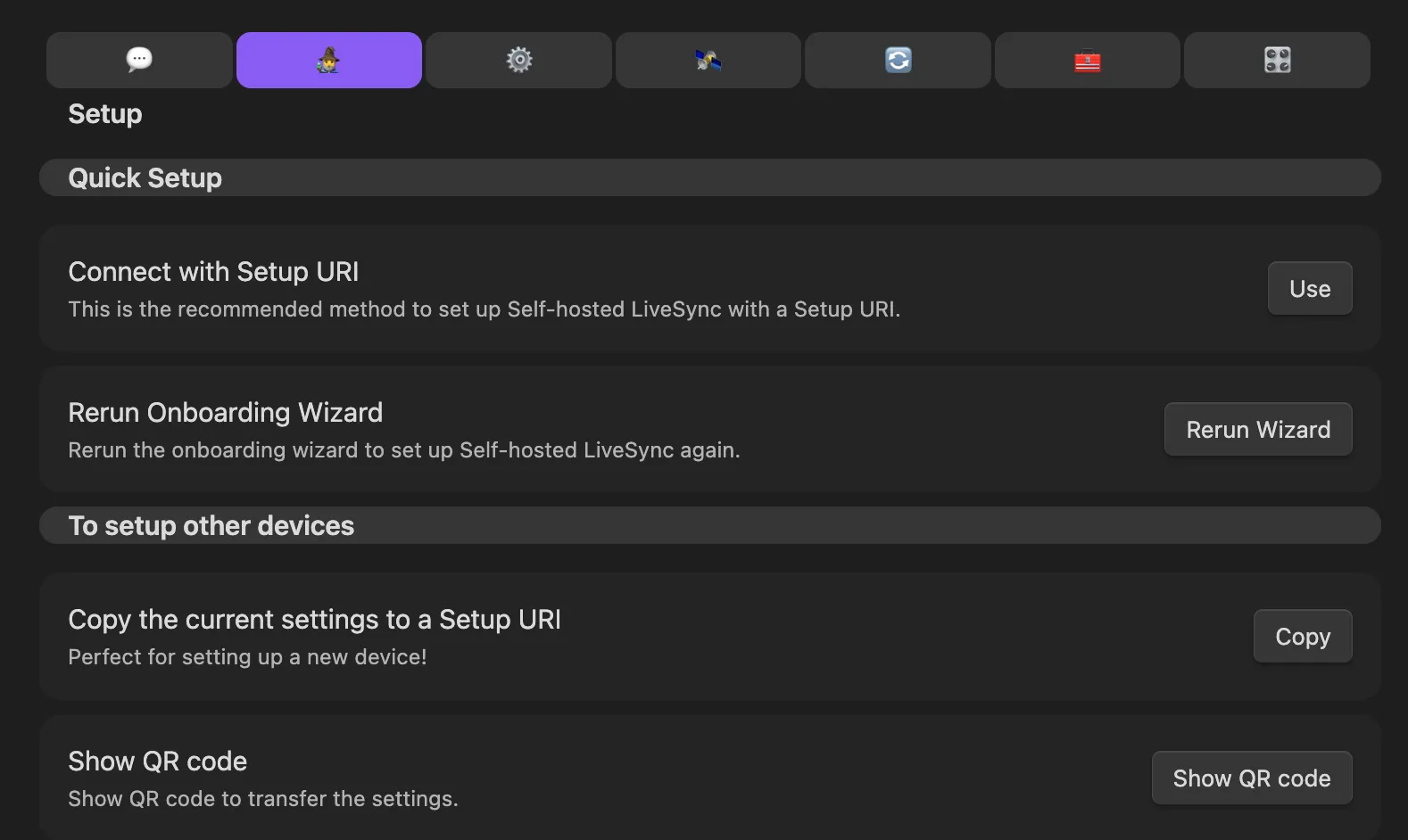 Self-hosted LiveSync Setup Other Devices